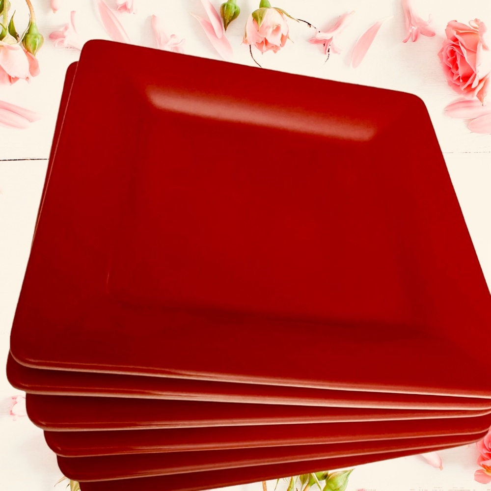 6 Villeroy & Boch 6” Red Wonderful World Sandwich / Dessert Plates